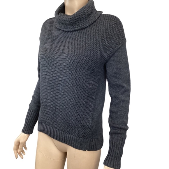 Athleta Breckenridge Charcoal Waffle Knit Pullover Sweater‎ size XS Xsmall Cowl - Picture 2 of 10